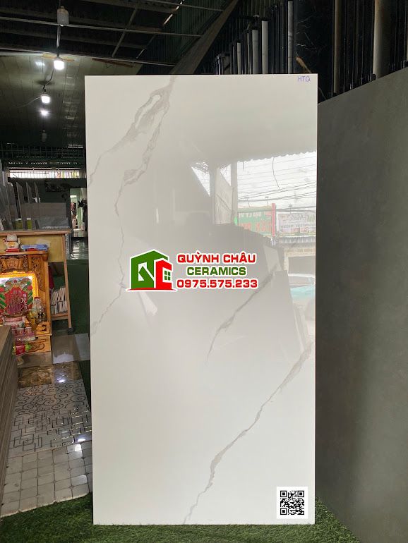 Gạch vitto 60x120 trắng vân mây bóng kiếng           