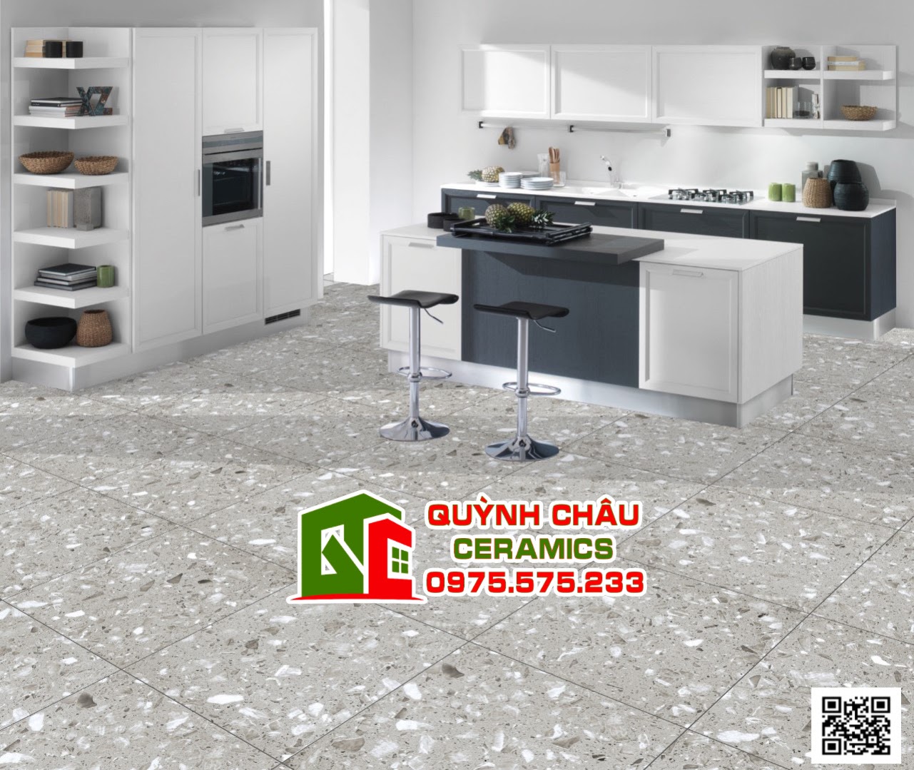 Gạch ấn độ 600x600 giả đá terrazzo