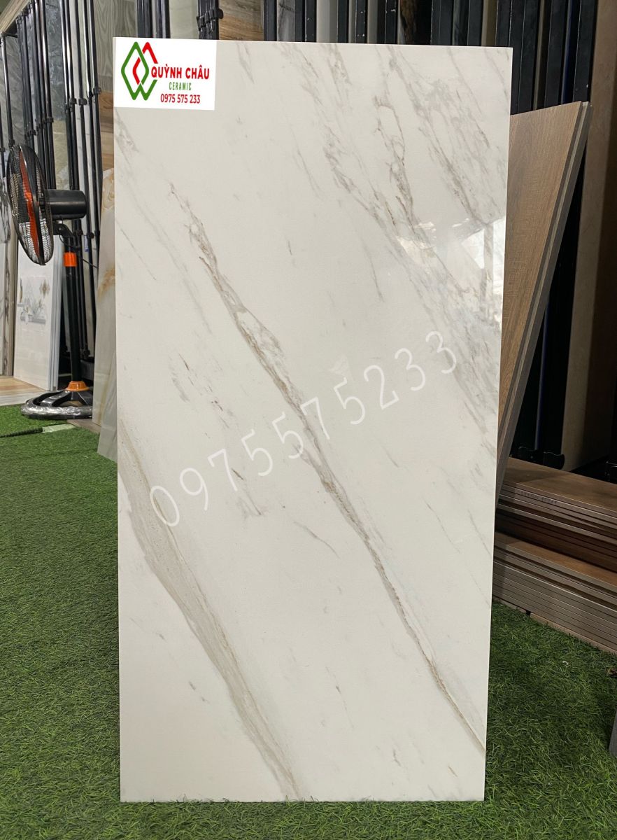 Đá dán tường 40x80 trắng vân khói trung quốc