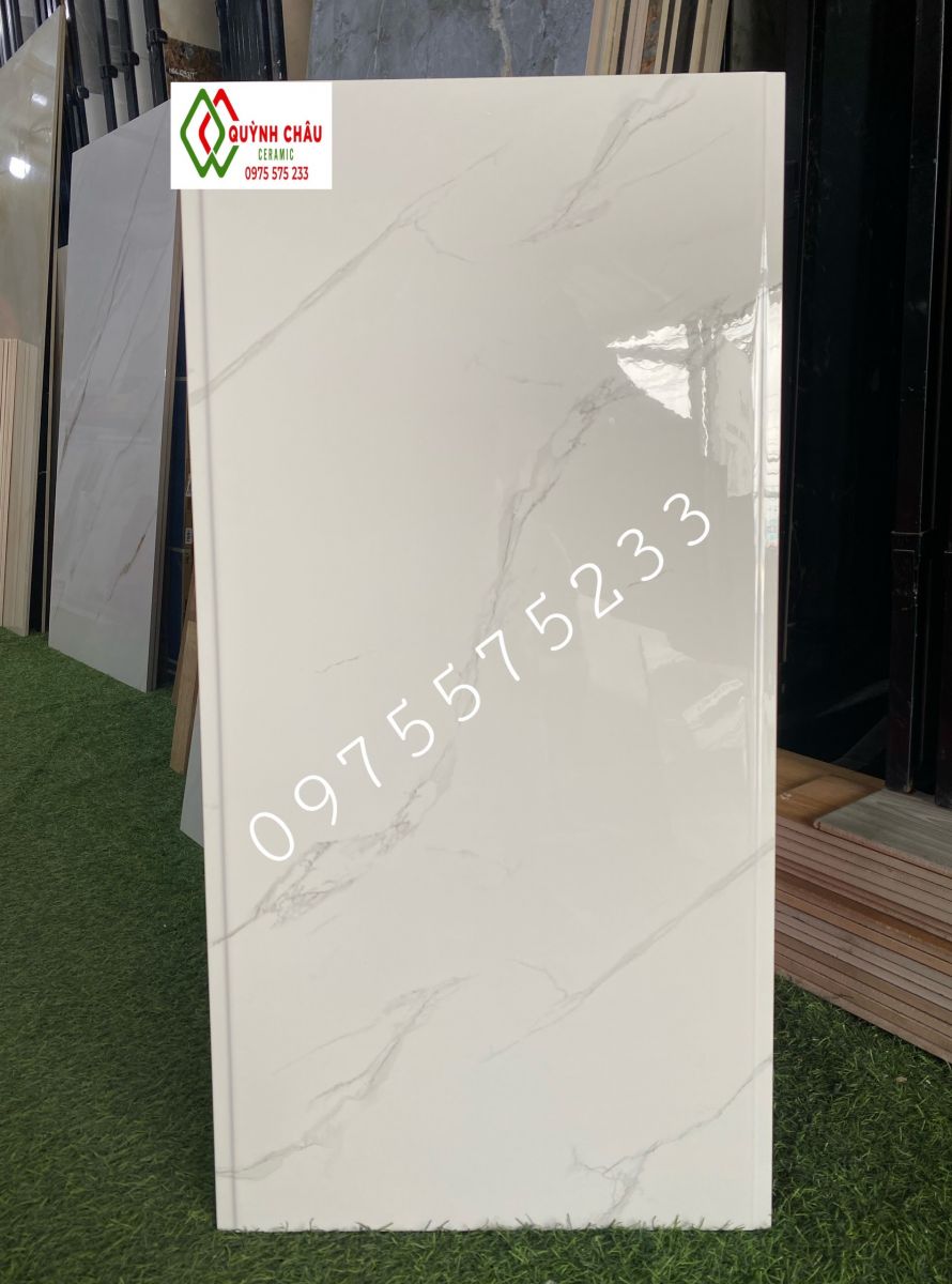 Gạch ốp tường 40x80 men bóng trắng vân mây