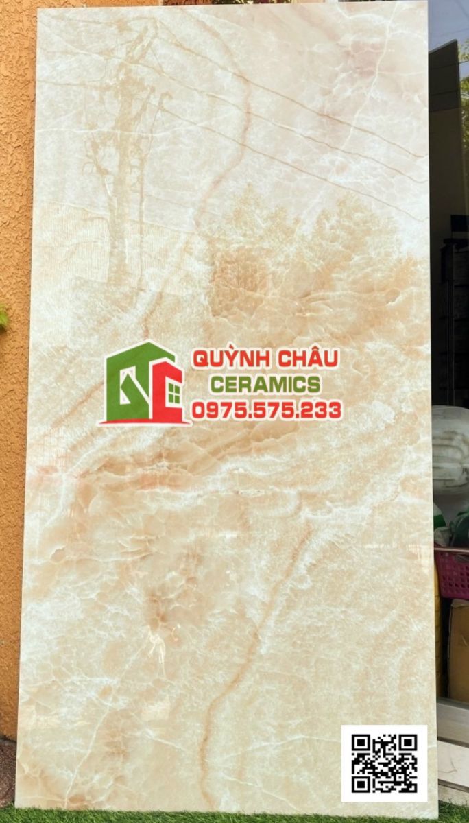 Gạch trung quốc 900x1800 bóng kiếng vân giả đá màu vàng