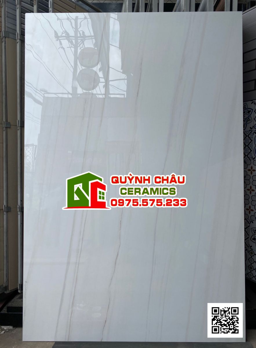 Gạch bóng kiếng 120x180 trắng vân vàng ấn độ