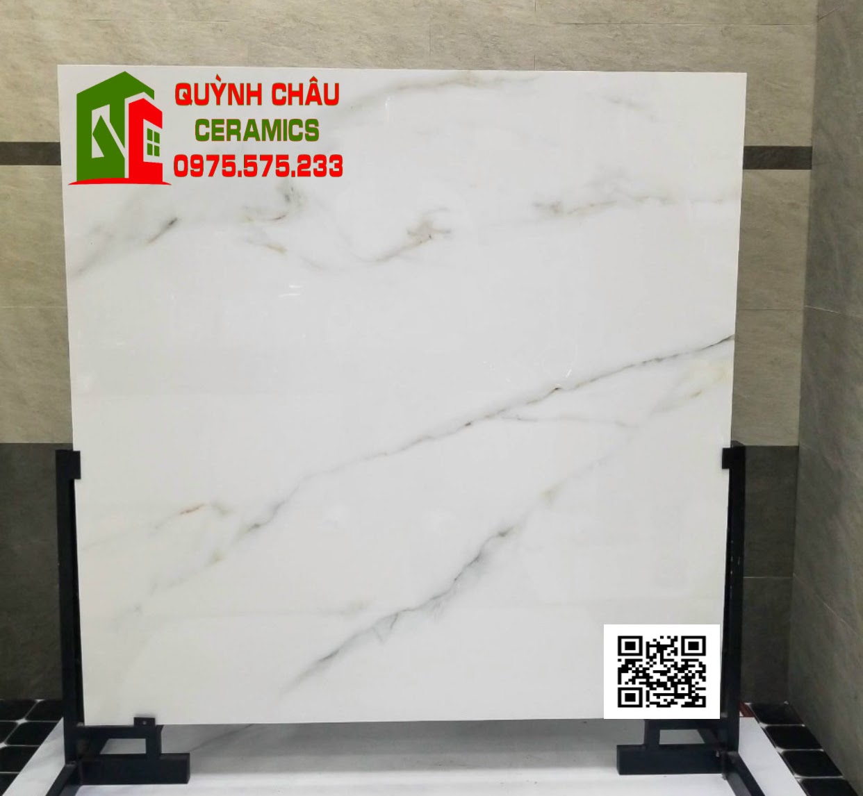 Gạch cao cấp ấn độ 120x120 trắng vân khói bóng kính
