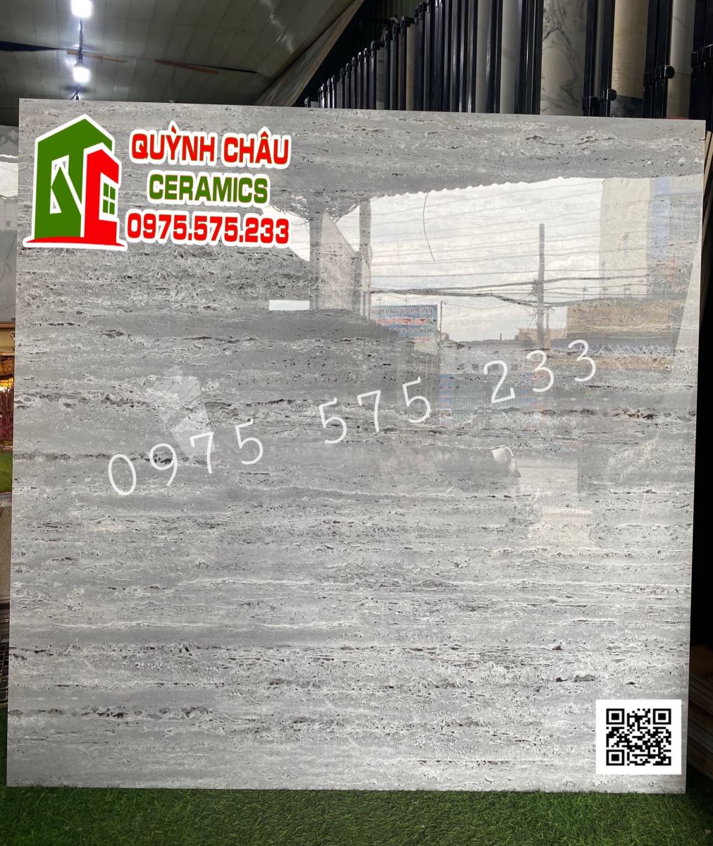 Gạch ấn độ 120x120 xám sọc bóng kính