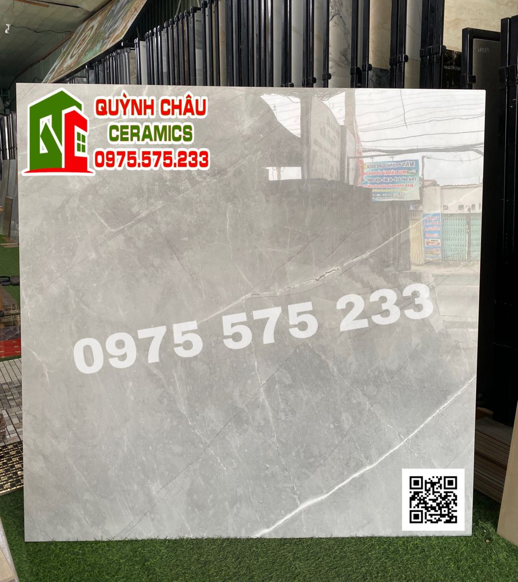 Gạch lót sàn 120x120 xám vân đá bóng kính ấn độ