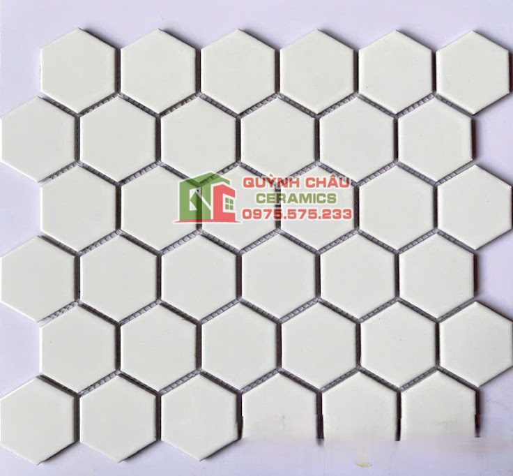 gạch mosaic trắng mờ hình lục giác