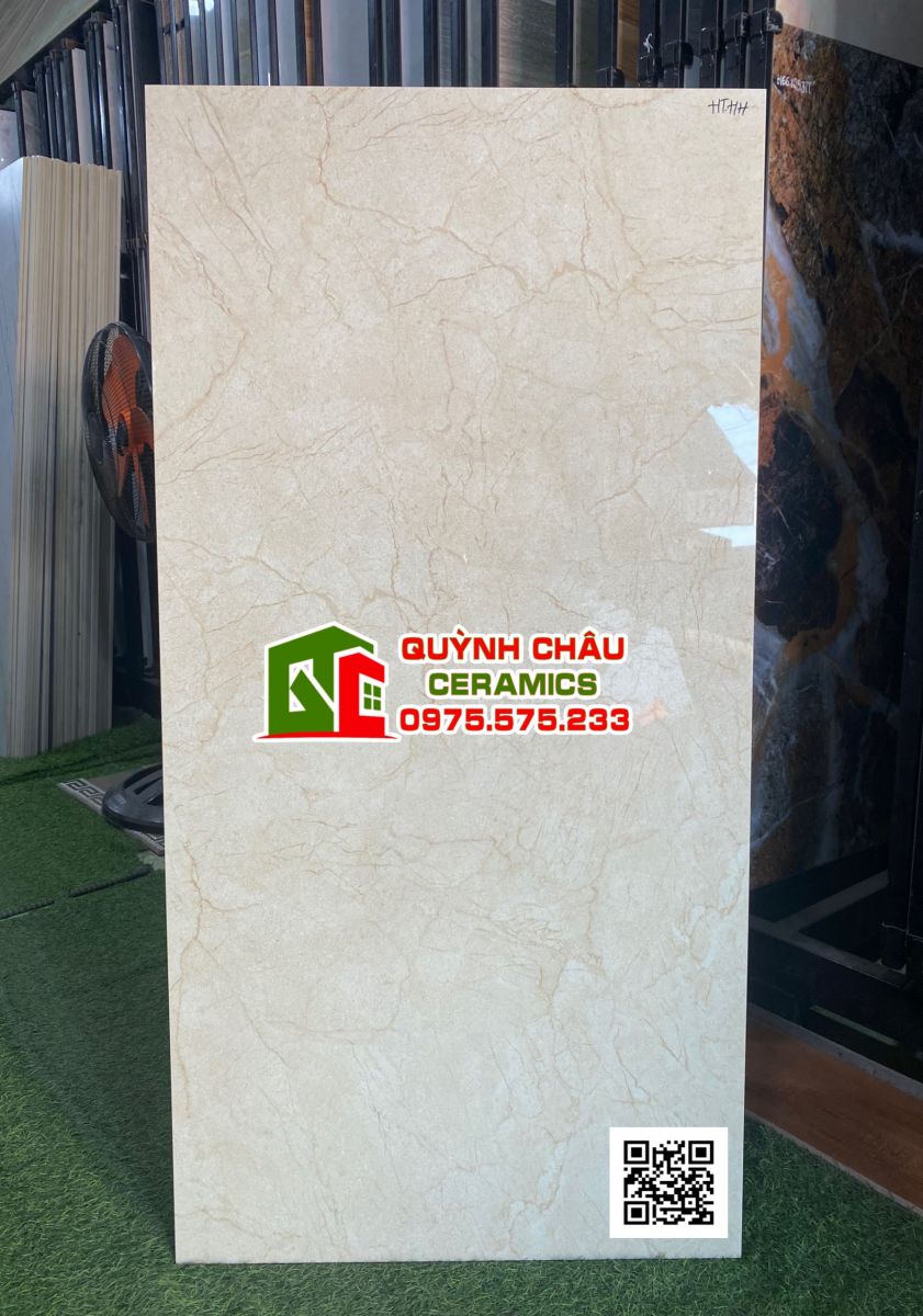 Gạch lát nền CMC 600x1200 màu kem bóng kính
