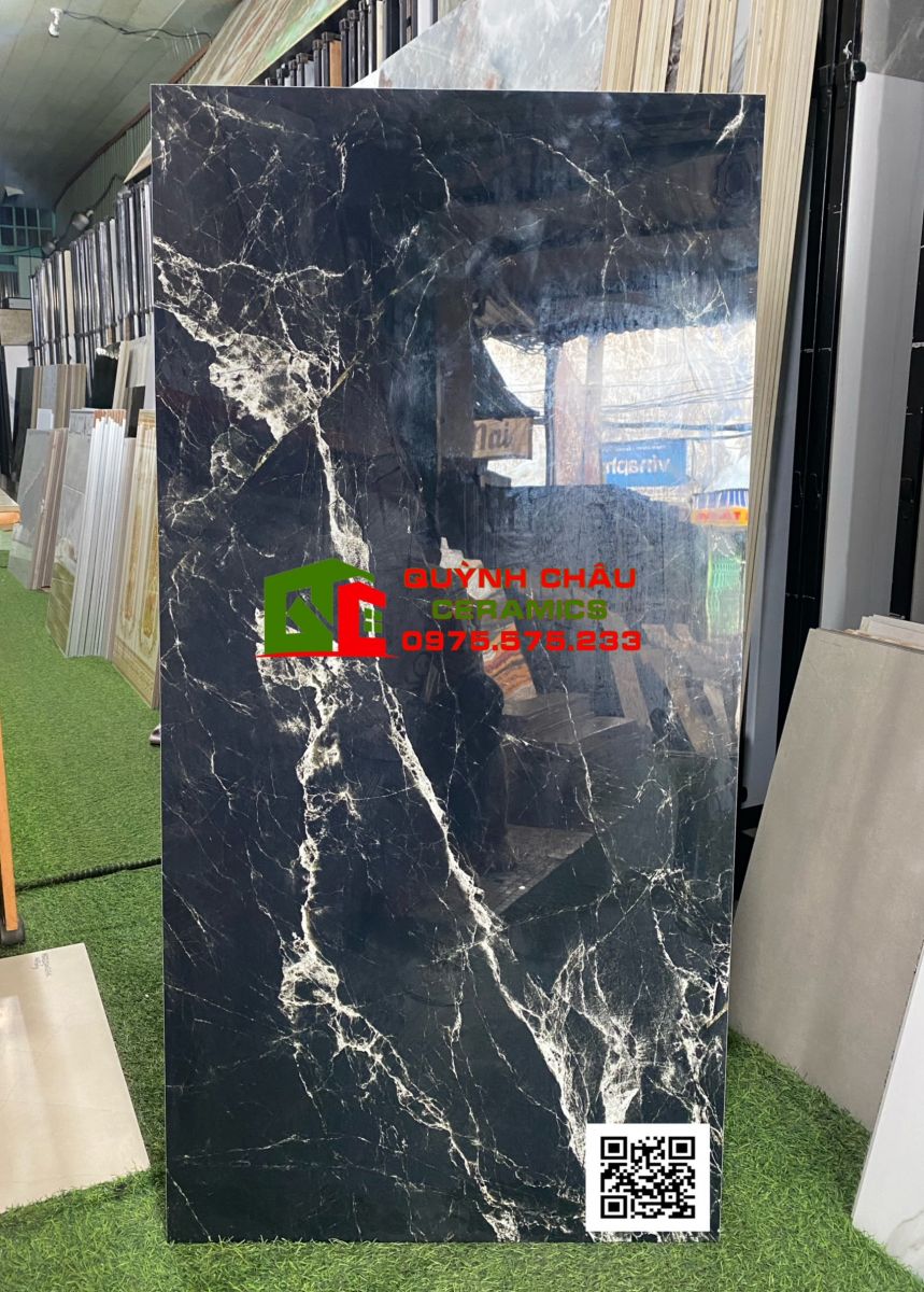 Gạch đá vân đen tia chớp 60x120 siêu bóng ấn độ bền đẹp sang trọng
