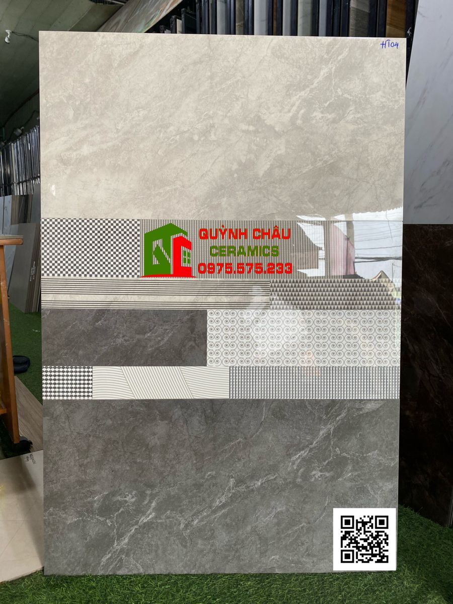 Mẫu gạch ốp tường 40x80 giả đá xám bóng kiếng