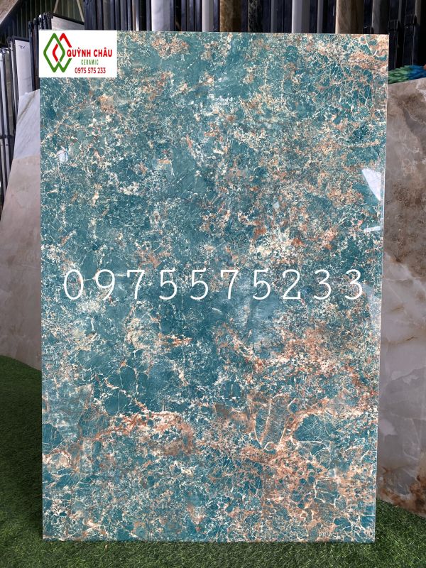 Gạch khổ lớn 80x120 ốp tường vân đá xanh ngọc bóng kính Gạch khổ lớn 80x120 ốp tường vân đá xanh ngọc bóng kính