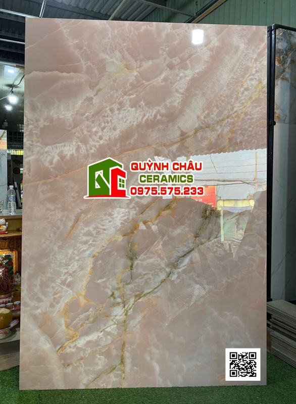 Gạch nhập khẩu ấn độ 120x180 vân đá onyx màu hồng tím ngọc trai siêu bóng đẹp lạ mắt Gạch nhập khẩu ấn độ 120x180 vân đá onyx màu hồng tím ngọc trai siêu bóng đẹp lạ mắt