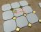  Gạch trang trí mosaic bát giác trắng mờ điểm vàng