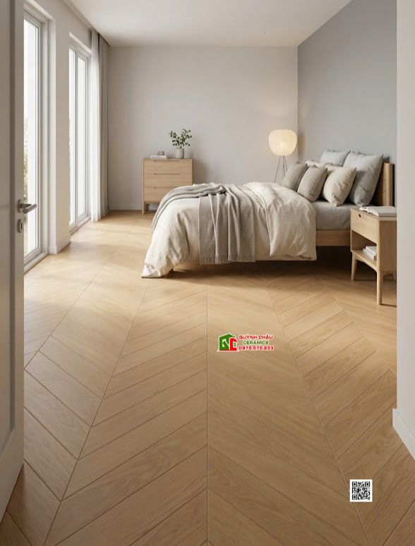 Gạch lát nền trung quốc 60x120 giả gỗ màu vàng vân xương cá