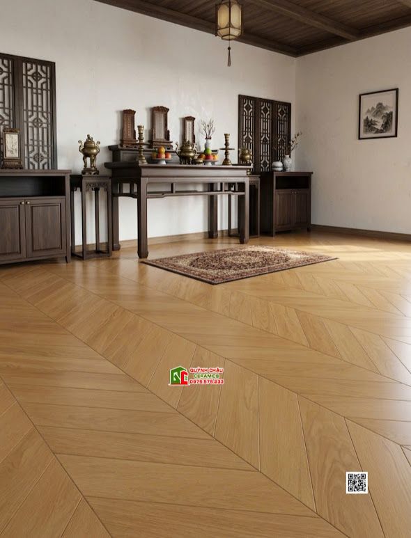 Gạch lát nền trung quốc 60x120 giả gỗ màu vàng vân xương cá