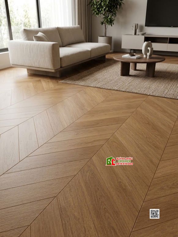 Gạch 60x120 giả gỗ lát phòng ngủ vân xương cá 