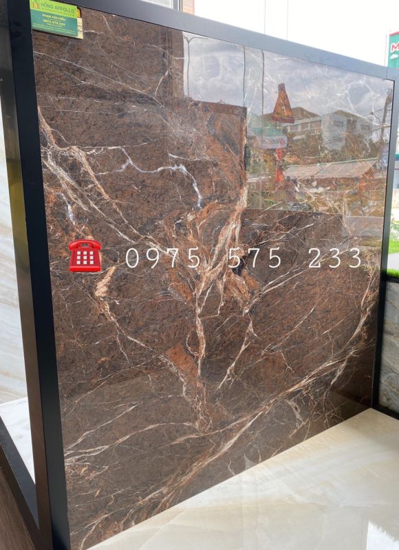 Gạch ấn độ cao cấp 120x120 siêu bóng kiếng vân nâu đẹp trống trầy