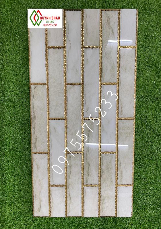 Gạch 30x60 nhũ chỉ vàng khắc kim điểm nhấn ts