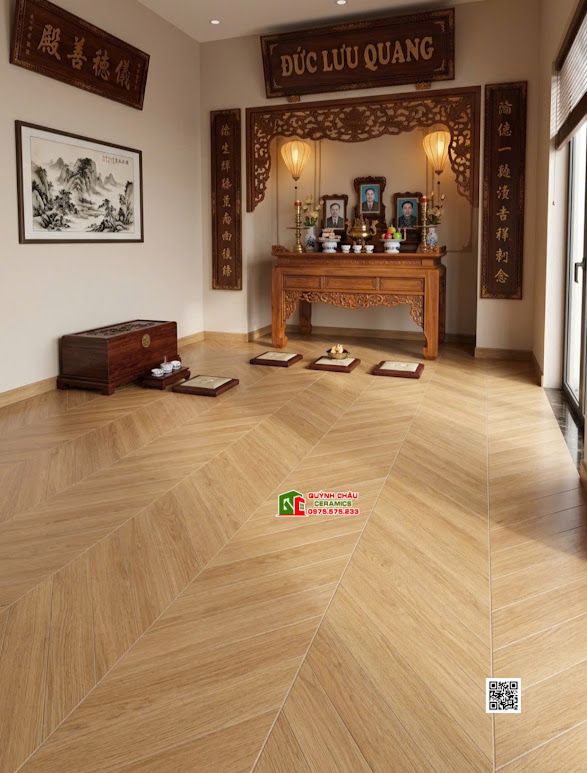 Gạch lát nền giả gỗ vân xương cá 60x120 nhập khẩu