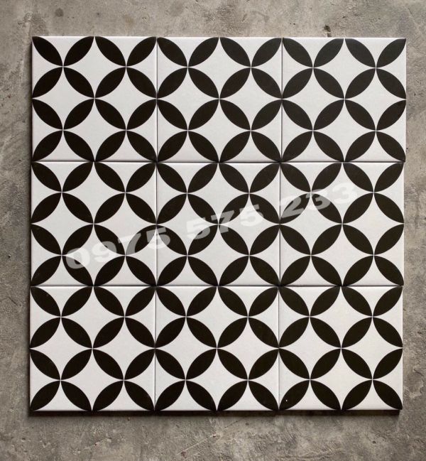 Gạch bông 20x20 đồng tiền đen trắng cổ điển