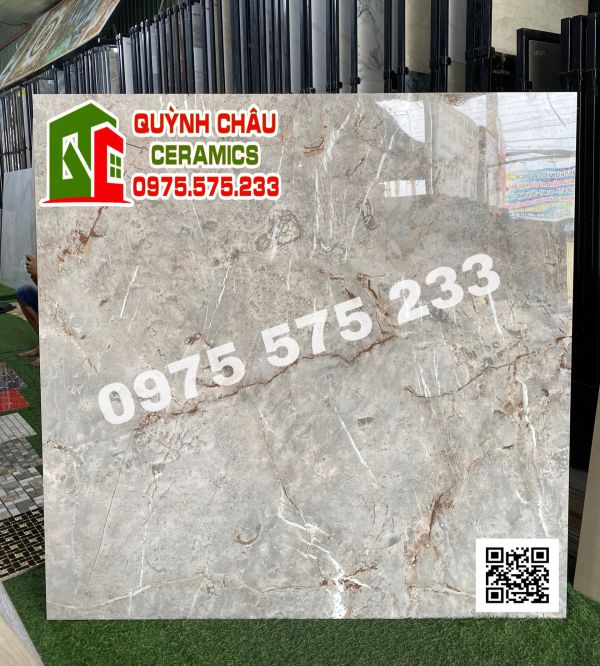 Gạch lát nền ấn độ 120x120 đá marble màu xám siêu bóng đẹp