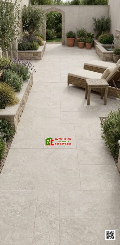 Gạch giả đá ghép 60x120 chia Modul nhiều size vân đá Travertine mờ
