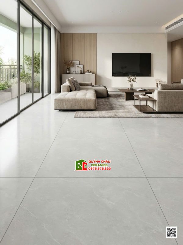 Gạch lát nền Baby Skin 100x100cm mờ mịn màu xám nhạt ấn độ