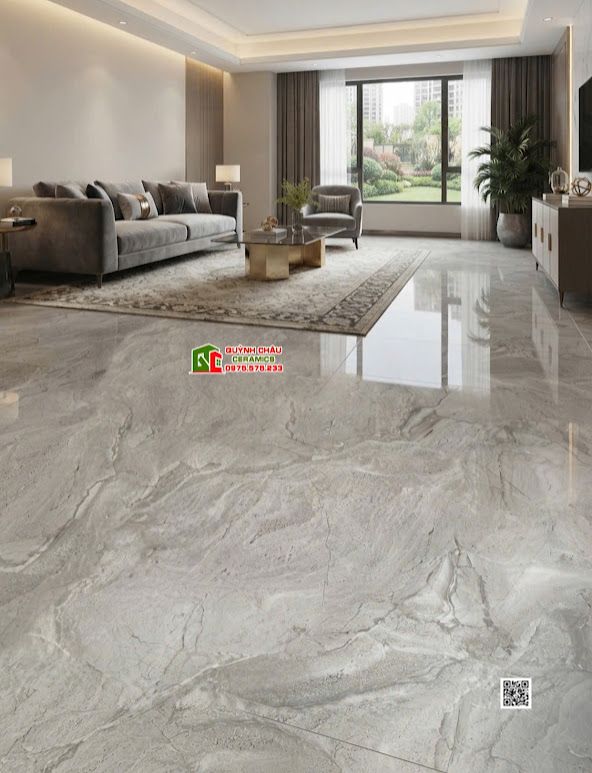 Gạch lát nền 120x120 ấn độ xám vân đá xen trắng     