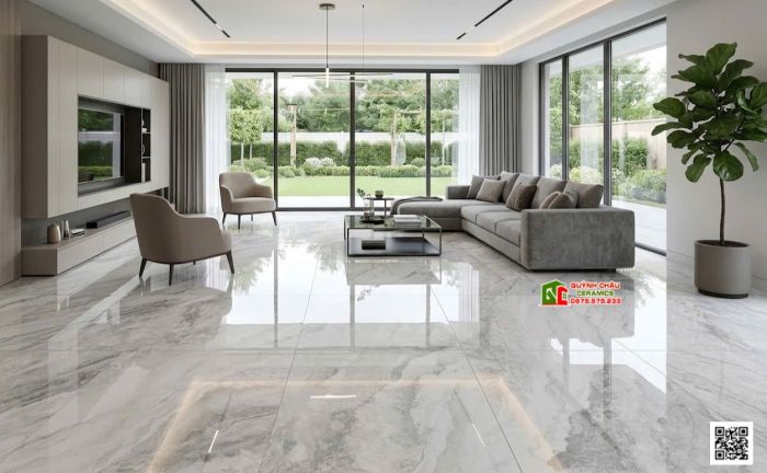 Gạch lát nền 60x120 Malaysia xám kem vân Marble bóng kiếng cao cấp