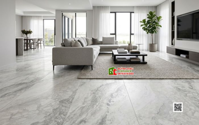 Gạch Malaysia 60x120 mờ mịn Baby Skin xám kem vân đá