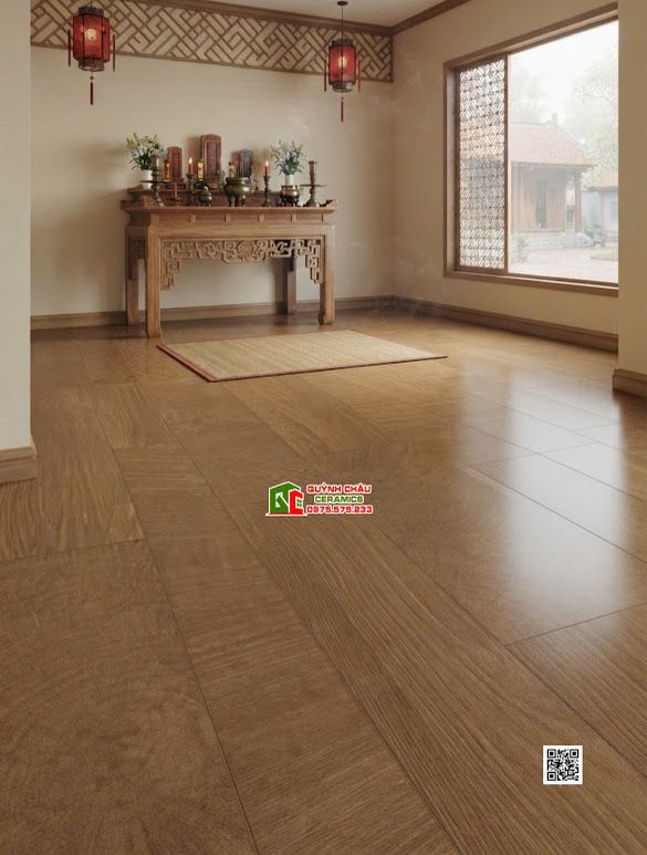 Gạch lát nền giả gỗ ghép thanh màu nâu 60x120 trung quốc