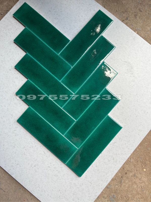Gạch thẻ 6x20 trang trí màu xanh Gạch thẻ 6x20 trang trí màu xanh