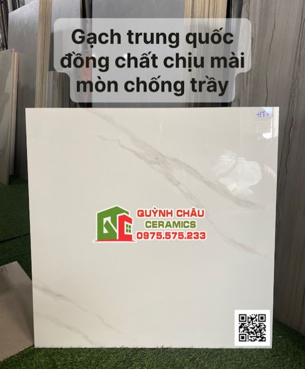 Gạch lát nền trung quốc 80x80 trắng vân chống xước chịu mài mòn đá đồng chất 5187