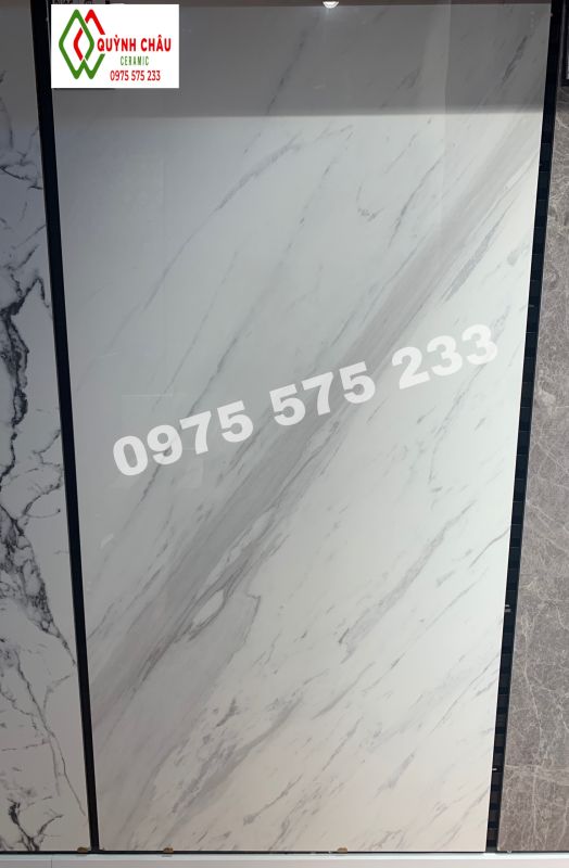 Gạch tây ban nha 90x180 trắng vân xám bóng kiếng