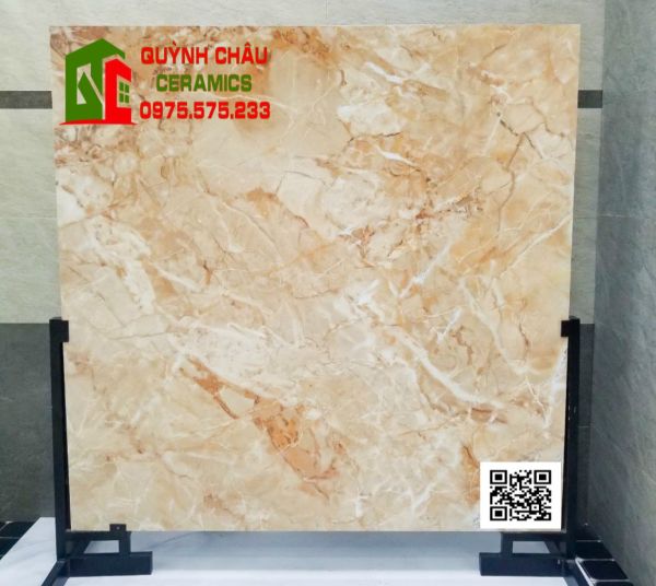 Gạch lát nền ấn độ 120x120 vàng vân đá siêu bóng sang trọng giá rẻ