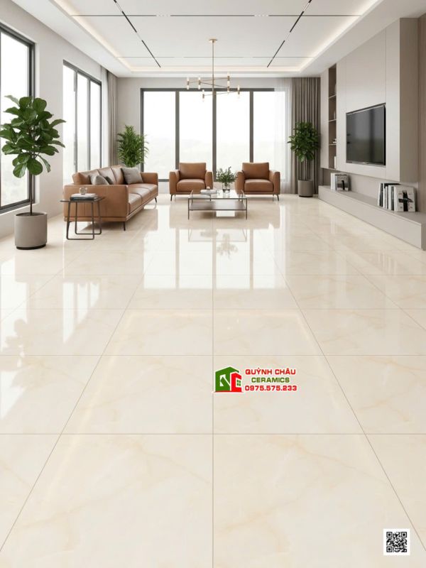 Gạch lát nền 100x100 ấn độ màu vàng kem vân đá