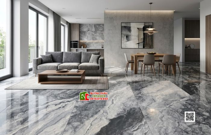Gạch Baby Skin 60x120 Malaysia mờ mịn vân đá xám đen trắng Alchemy 