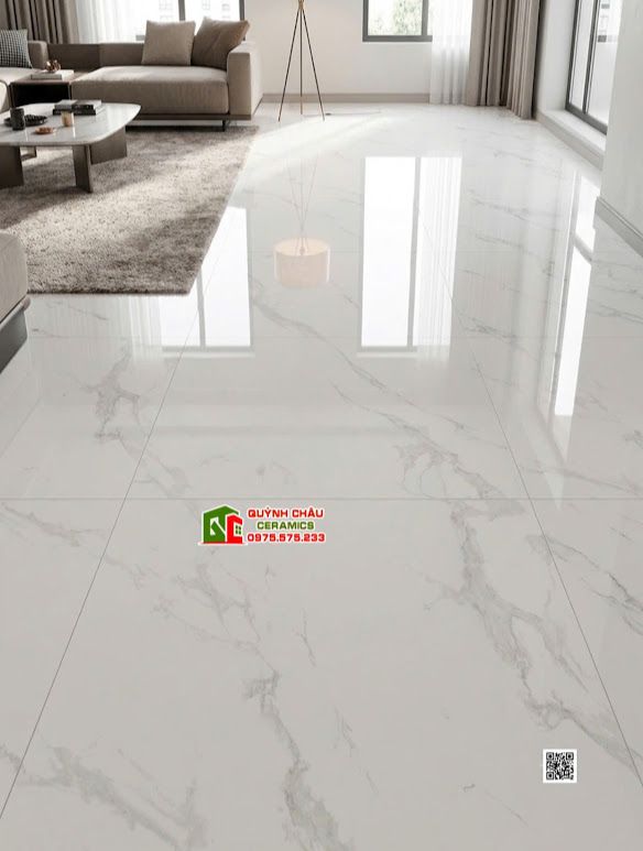 Gạch lát nền ấn độ 120x180 bóng kiếng trắng vân mây