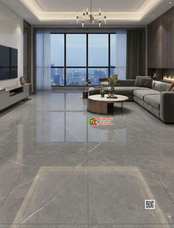 Gạch lát nền 120x120 ấn độ xám xanh đậm vân sét trắng             