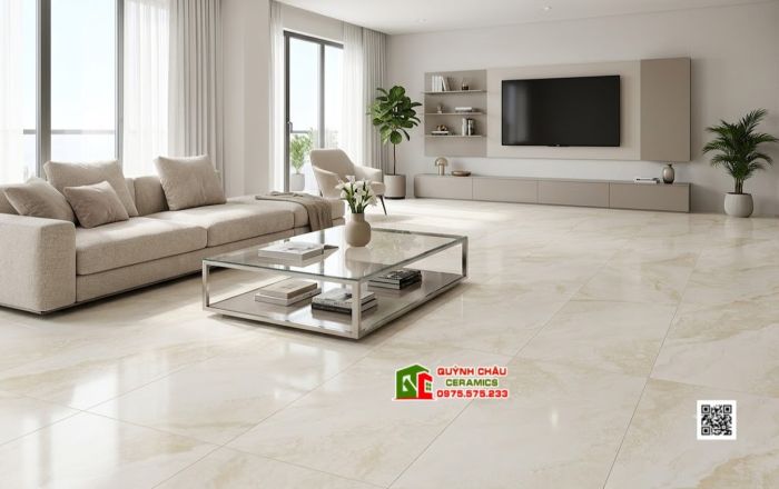 Gạch lát nền Malaysia Baby Skin 60x120 kem vân đá mờ mịn