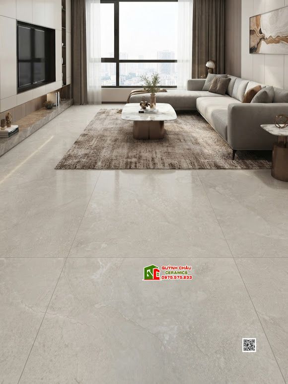 Gạch lát nền Á Mỹ 120x120 mờ kem vân đối vân đá Marble cao cấp
