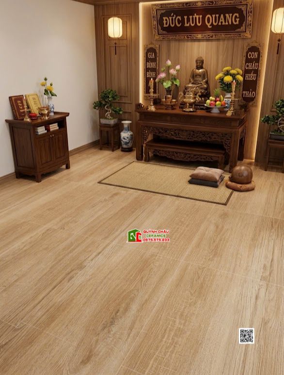 Gạch trung quốc 60x120 lát nền giả vân gỗ tự nhiên màu vàng sáng