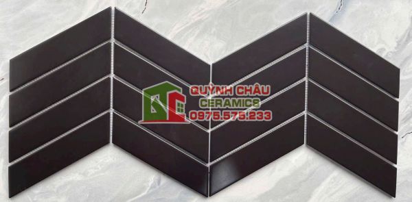 Gạch mosaic gốm hình xương cá màu đen tuyền Gạch mosaic gốm hình xương cá màu đen tuyền