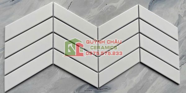 Gạch mosaic gốm hình xương cá trắng mờ men mịn Gạch mosaic gốm hình xương cá trắng mờ men mịn
