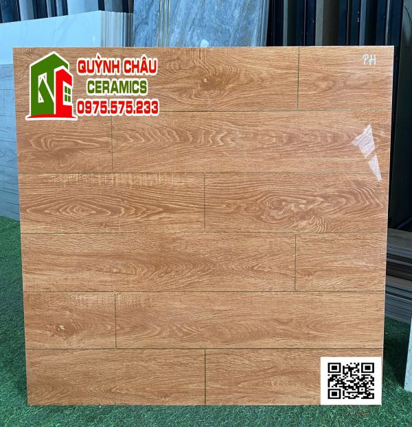Gạch giả gỗ 80x80 bóng khắc kim trung quốc 4696