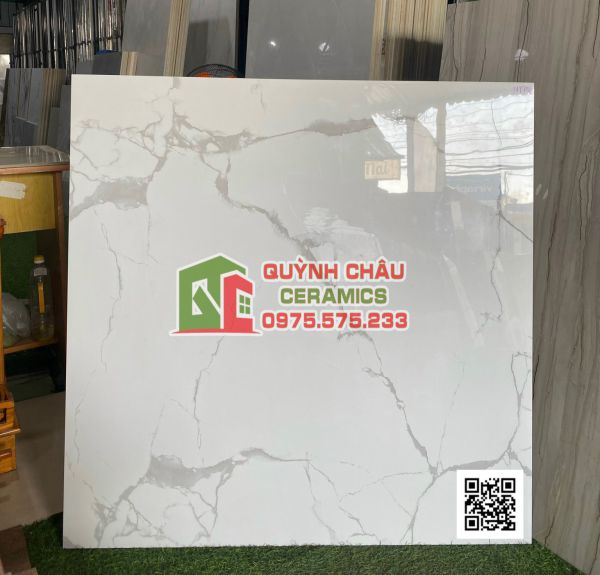 Gạch lát nền vuông 100x100 trung quốc trắng vân mây bóng kiếng chịu mài mòn Gạch lát nền vuông 100x100 trung quốc trắng vân mây bóng kiếng chịu mài mòn
