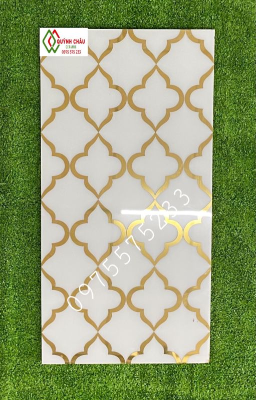 Gạch điểm 30x60 hoa văn rích rắc mạ nhũ vàng ốp tường đẹp ts