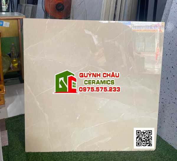 Gạch lát nền ấn độ Neptune Beige 80x80 màu kem đá bóng kiếng 5058