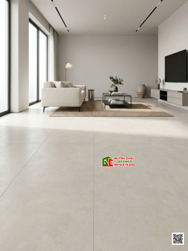 Gạch ấn độ 80x160 mờ trắng kem vân xi măng hiệu ứng