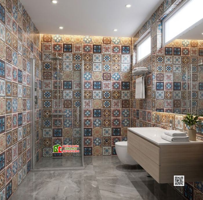Gạch bông 30x30 bề mặt 3D hoa văn nổi mix họa tiết đẹp