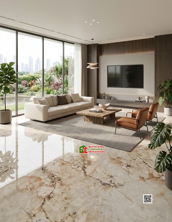 Gạch lát nền ấn độ 120x180 bóng kiếng kem vân đá hổ phách